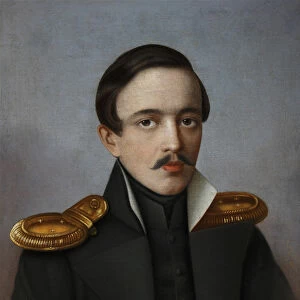Portrait of the poet Mikhail Lermontov (1814-1841), 1887. Artist: Krylov, G. F. (active 1880s)