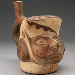 Portrait Vessel of a Figure with a Squared Headdress, 100 B. C. / A. D. 500. Creator: Unknown