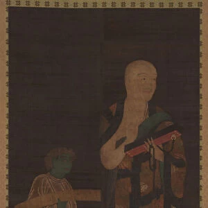 Portrait of Xuanzang (Genjo) with Attendant, 14th century. Creator: Unknown