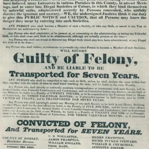 Posters warning those guilty of illegal oaths were liable to deportation, (1834), 1934