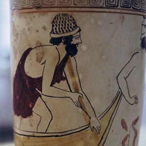Pot showing Charon and Hermes in the underworld