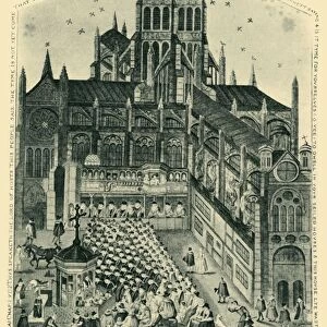Preaching at St. Pauls Cross in the Seventeenth Century, (1947). Creator: Unknown