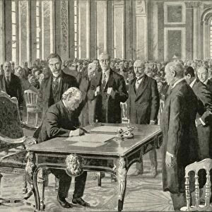 The Prime Minister of Great Britain Signing the Peace Treaty, 1919. Creator: Unknown