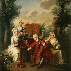 Prince Frederick Louis, Prince of Wales, playing the cello at Kew Palace, c1733-1750, (1942)