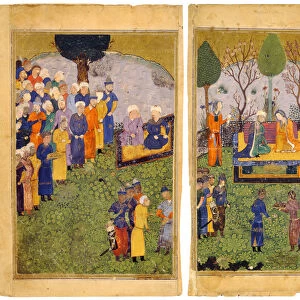 A Princely Couple with Courtiers in a Garden. From the Shahnama (Book of Kings). Artist: Iranian master