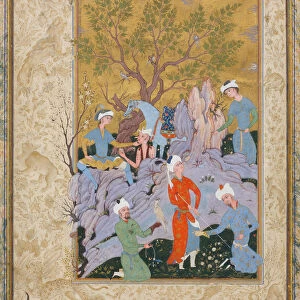 Princely Hawking Party, ca. 1570. Creator: Attributed to Mirza Ali