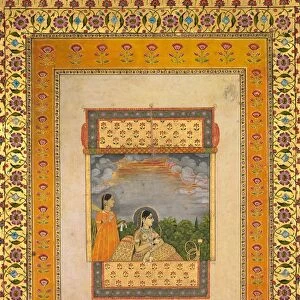 Princess and attendant in trompe l oeil window, c. 1765. Creator: Aqil Khan (Indian
