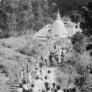 Procession to a Buddhist temple, Diyatalawa, Ceylon, c1945