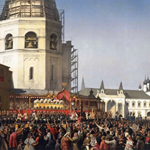 Procession after the coronation of Tsar Alexander II of Russia, Moscow, 1856. Artist: Jean Sorieul