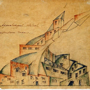 Project of the Collective House, 1920. Artist: Ladovsky, Nikolay Alexandrovich (1881-1941)
