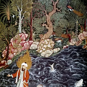 The prophet Elijah rescuing Prince Nur ad-Dahr, 1562-1577. Artist: Mir Sayyid Ali