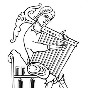 A psaltery player, 9th century, (1870)