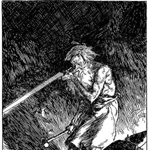 Puck helping Wayland, Smith of the Gods, to forge a sword, 1909