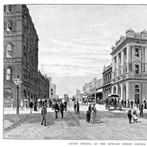 Queen Street, at the Edward Street Corner, Brisbane, 1860, (1886). Artist: WC Fitler