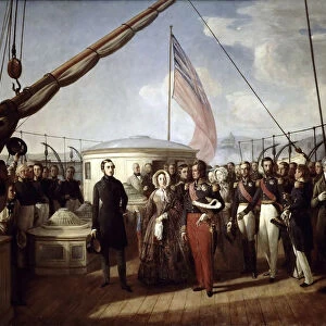 Queen Victoria recieved the King Louis Philippe I on board the Royal Yacht, 2 September 1843. Artist: Biard, Francois-August (1798-1882)
