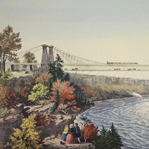The Rail Road Suspension Bridge, Near Niagara Falls, 1856, Currier & Ives (Colour