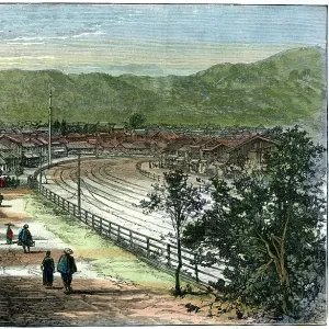 Railway line near Kobe, Japan, 1891. Artist: A Forsyth