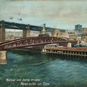 Railway and Swing Bridges, Newcastle-upon-Tyne, c1905