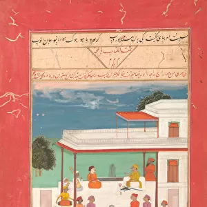 A Raja and a Guest Seated on a Terrace Listening to Musicians Perform