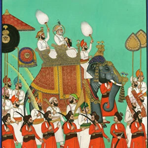 Rajah of Jodhpur Riding an Elephant, c. 1780. Artist: Indian Art