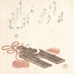 Rat on a Fuchin, Ornament with a Design of Egoyomi (Pictorial Calendar), 1816