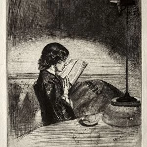 Reading by Lamplight, 1859. Creator: James McNeill Whistler (American, 1834-1903)