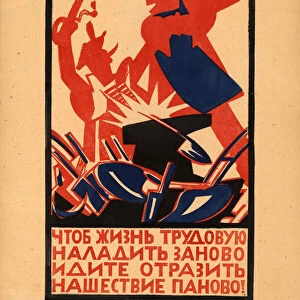 To rebuild working life... 1920. Creator: Malyutin, Ivan Andreevich (1890-1932)