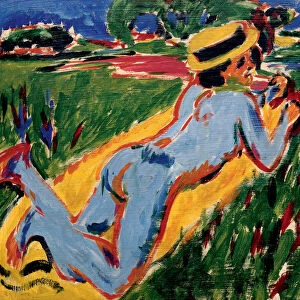 Recycling Blue Nude in a Straw Hat, 1909. Artist: Kirchner, Ernst Ludwig (1880-1938)