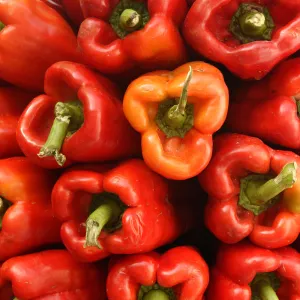 Red peppers in a market, Mallorca, Spain