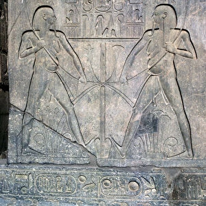 Relief of two figures of Hapy god of the Nile, Temple sacred to Amun Mut & Khons, Luxor, Egypt