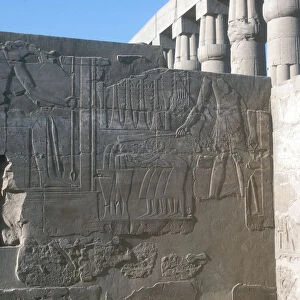 Relief of the Pharaoh smiting his enemies, Temple sacred to Amun, Mut and Khons, Luxor, Egypt