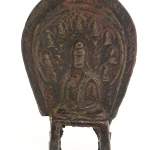 Relief statuette of seated Buddha with nine miniature Buddhas