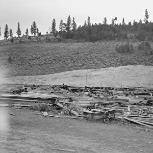 The remains of the sawmill in a deserted mill town, Tamarack, Adams County, Idaho, 1939. Creator: Dorothea Lange