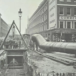 Replacing an old gas main, Commercial Street, London, 1906
