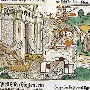 Rescue of Moses, scene in the Bible of Nuremberg written in German, 1483