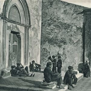 Resting outside a church, Taormina, Sicily, Italy, 1927. Artist: Eugen Poppel
