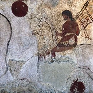 Return of a warrior, Lucan tomb painting, Paestum, c4th century BC