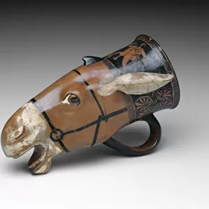 Rhyton (Drinking Vessel) in the Shape of a Donkey Head, 480-470 BCE. Creator: Painter of London E 55