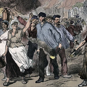 Rioters and petroleuses firing public buildings in Paris during the Paris Commune, 1871 (1906)