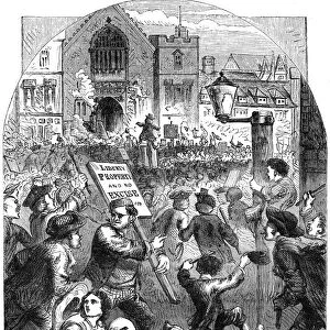 A riotous assembly outside Parliament House, London, 18th century (19th century)