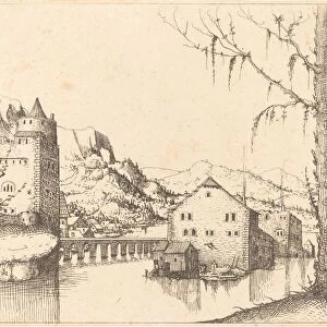 River Landscape with Island Houses, 1545. Creator: Augustin Hirschvogel