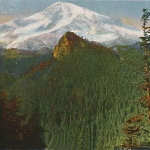 The Road at Rickseeker Point, Mount Rainier in the Distance, Washington, c1916. Artist: Asahel Curtis