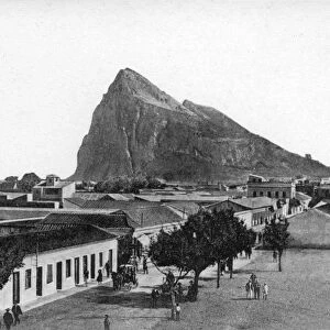 The Rock of Gibraltar from La Linea Bull Ring, Spain, early 20th century. Artist: VB Cumbo