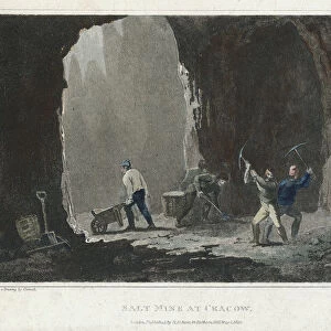 Rock Salt: Miners at work in salt mine near Cracow, Poland, c1820