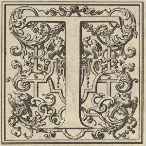 Roman Alphabet letter T with Louis XIV decoration, 18th century. Creator: Bernard Picart