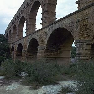 Roman aqueduct in Pont du Gard, France, 1st century