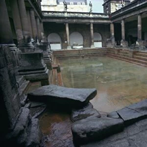 The Roman Baths at Bath, established shortly after the occupation