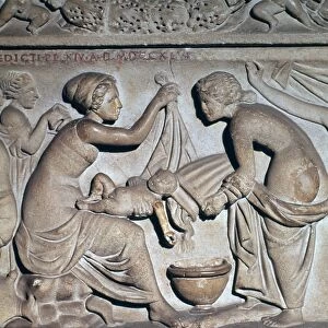 Roman depiction of bathing a baby