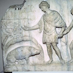 Roman marble relief of Aeneas and Ascanius