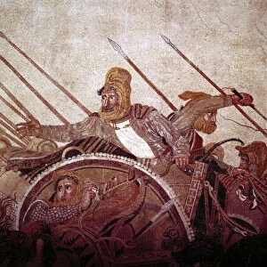 Roman mosaic of Darius II of Persia at the Battle of Issus, Pompeii, Italy, (1st century AD)